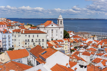 Fototapeta premium Lisbon, Portugal, View of the Alfama District and the River Tagus