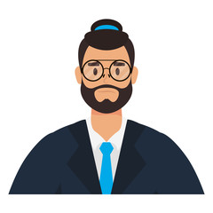 young man with beard and hat character