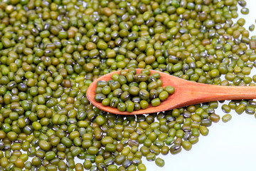 many mung beans were stacked together