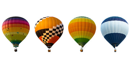 Group hot air balloon on white background