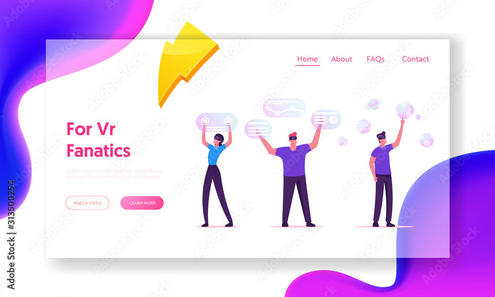 Poster people using internet technologies for data analysis of virtual charts website landing page. men wor