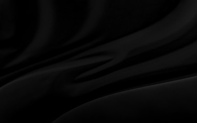 Black gray satin dark fabric texture luxurious shiny that is abstract silk cloth background with patterns soft waves blur beautiful.