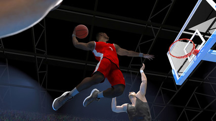 Unstoppable basketball dunk with anger and revenge 3d render © bekirevren