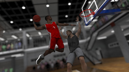 Impossible to defend or block a mean dunk like this school court 3d render © bekirevren