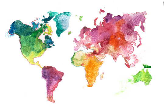 Turnbeutel Weltkarte Wasserfarben Watercolor World Map Gymsac Autiga® 