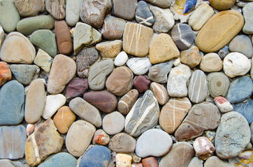 sea pebble hand masonry decorative colorful stone wall