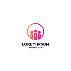 Creative people logo design template with circle. Partner logo design.