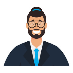 young man with beard and hat character