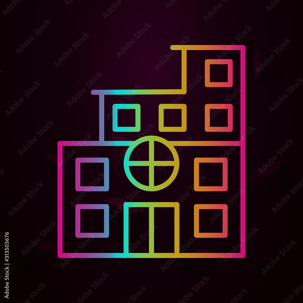 Poster hospital nolan style icon. simple thin line, outline vector of building landmarks icons for ui and u