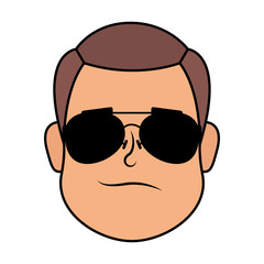 young man head with sunglasses character