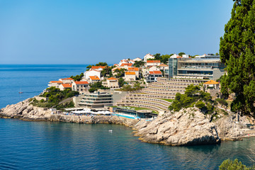Fototapeta na wymiar sveti stefan island in adriatic sea montenegro