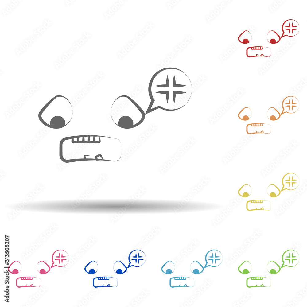 Poster show teeth face in multi color style icon. simple thin line, outline vector of smile icons for ui an