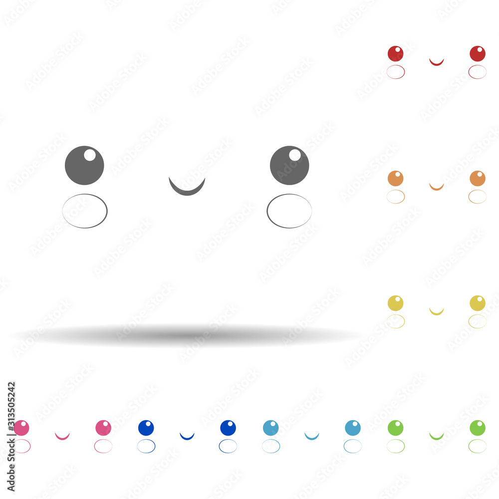 Poster shy face in multi color style icon. simple thin line, outline vector of smile icons for ui and ux, w
