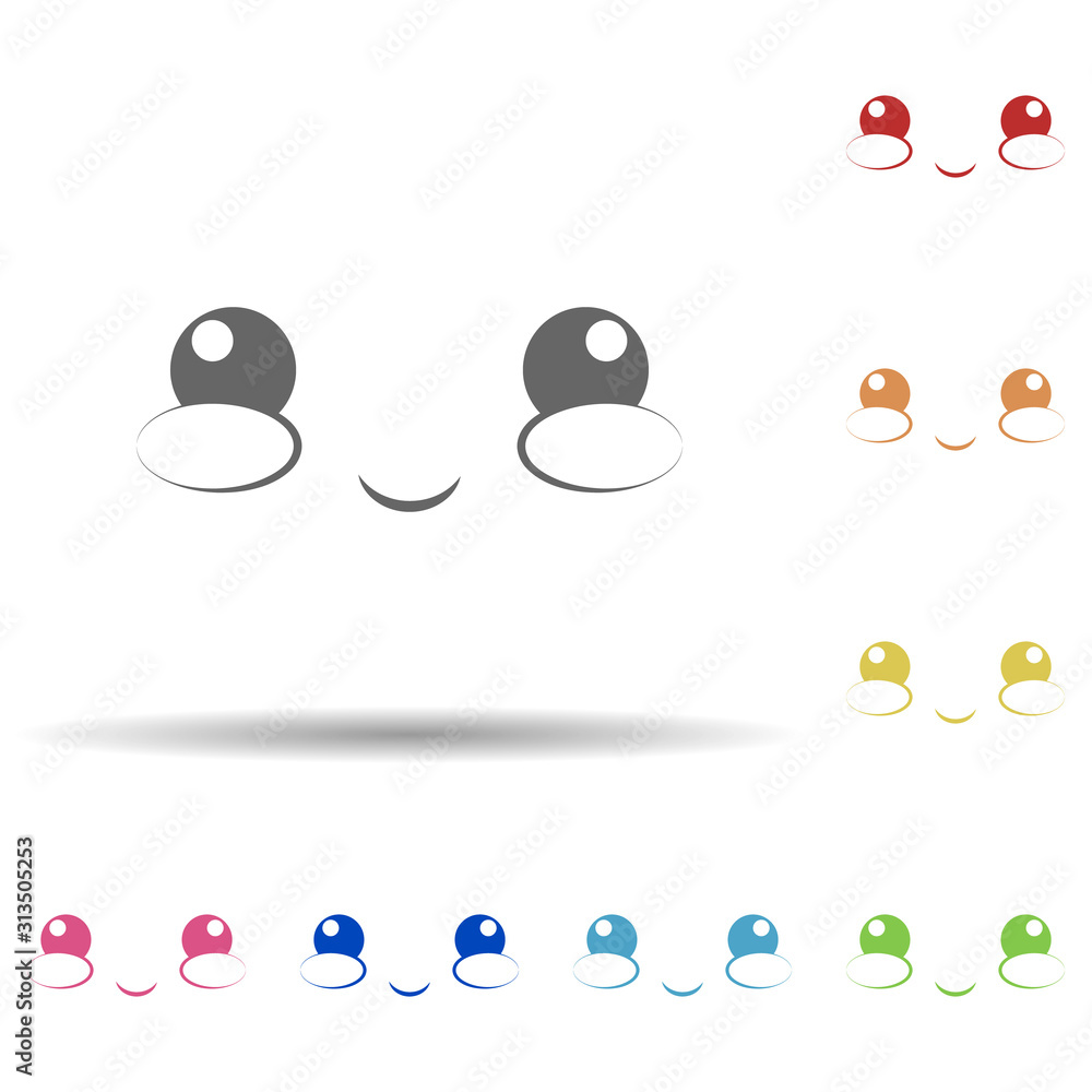 Aufkleber shy face in multi color style icon. simple thin line, outline vector of smile icons for ui and ux, w