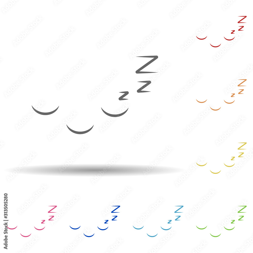 Poster sleepy in multi color style icon. simple thin line, outline vector of smile icons for ui and ux, web