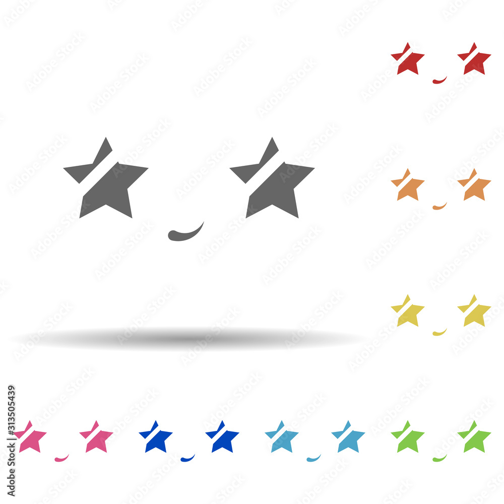 Aufkleber smile, star eyes in multi color style icon. simple thin line, outline vector of smile icons for ui a
