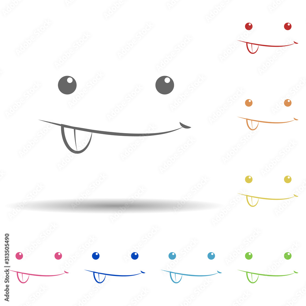 Poster tease face in multi color style icon. simple thin line, outline vector of smile icons for ui and ux,