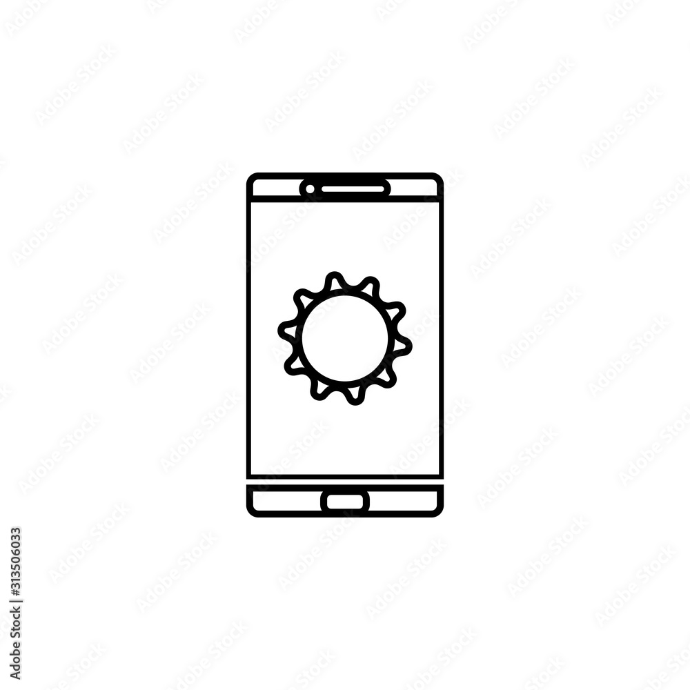 Aufkleber phone setup icon. simple thin line, outline vector of web icons for ui and ux, website or mobile app