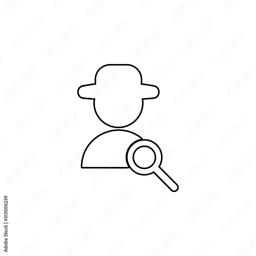 Aufkleber agent and magnifier icon. simple thin line, outline vector of web icons for ui and ux, website or mo