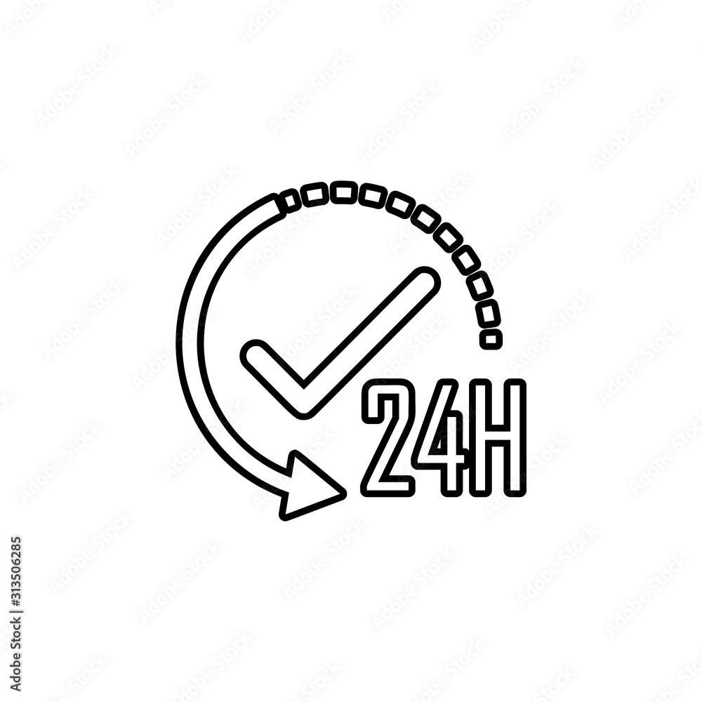Aufkleber 24 hours work icon. simple thin line, outline vector of web icons for ui and ux, website or mobile a