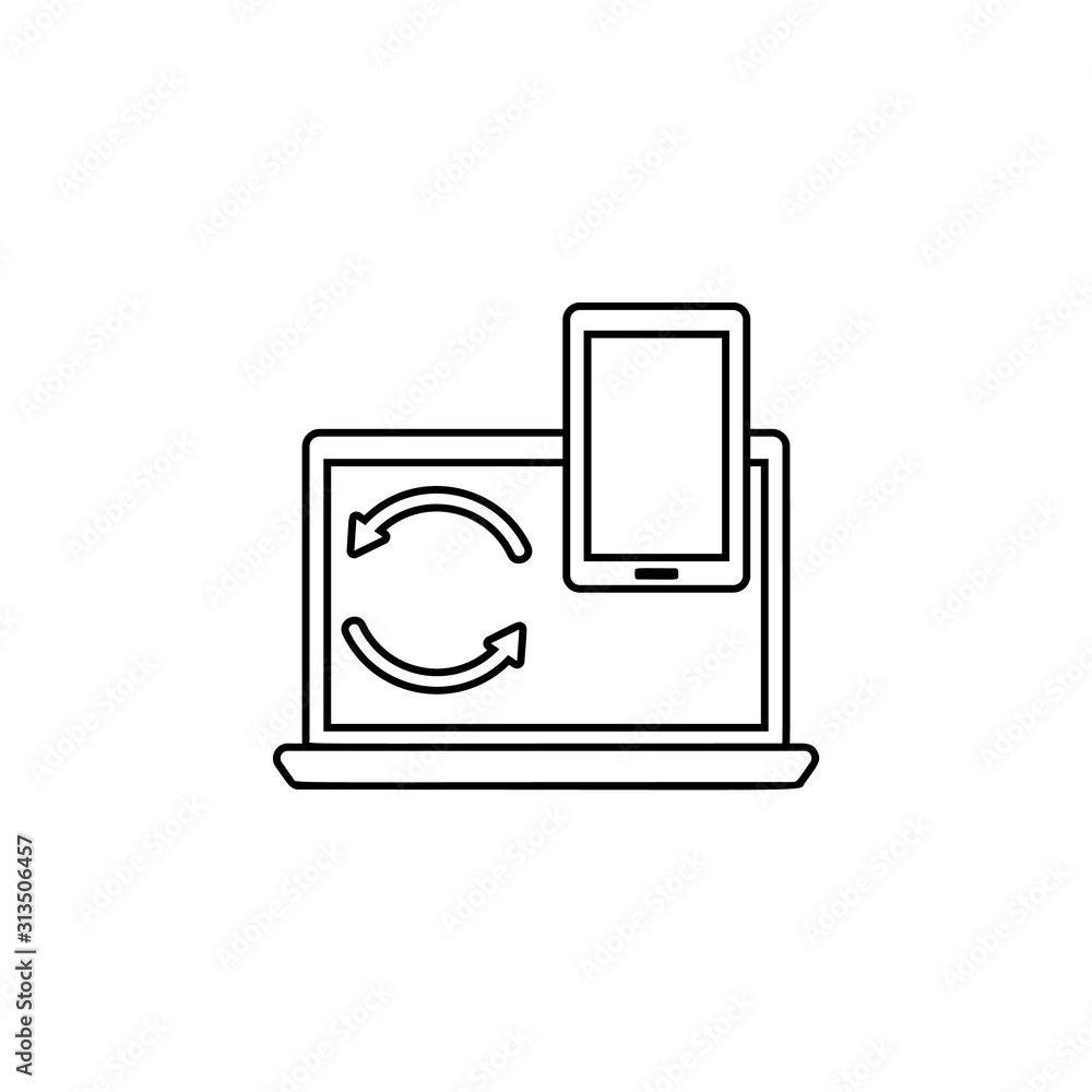 Aufkleber synchronize your computer with your phone icon. simple thin line, outline vector of web icons for ui