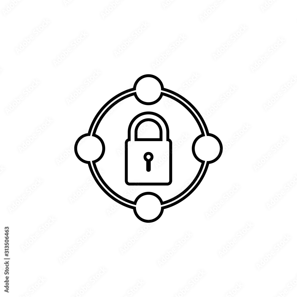 Poster lock communities icon. simple thin line, outline vector of web icons for ui and ux, website or mobil