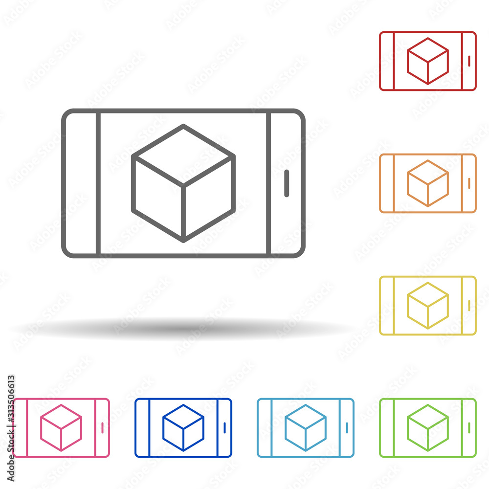 Aufkleber augmented reality, mobile in multi color style icon. simple thin line, outline vector of augmented r