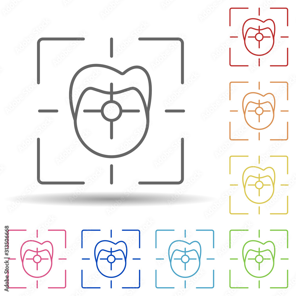 Aufkleber facial recognition, augmented reality in multi color style icon. simple thin line, outline vector of