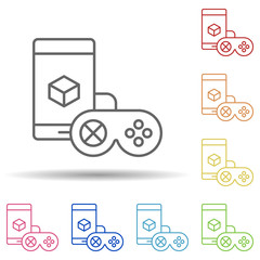 Augmented reality, mobile, gamepad in multi color style icon. Simple thin line, outline vector of augmented reality icons for ui and ux, website or mobile application