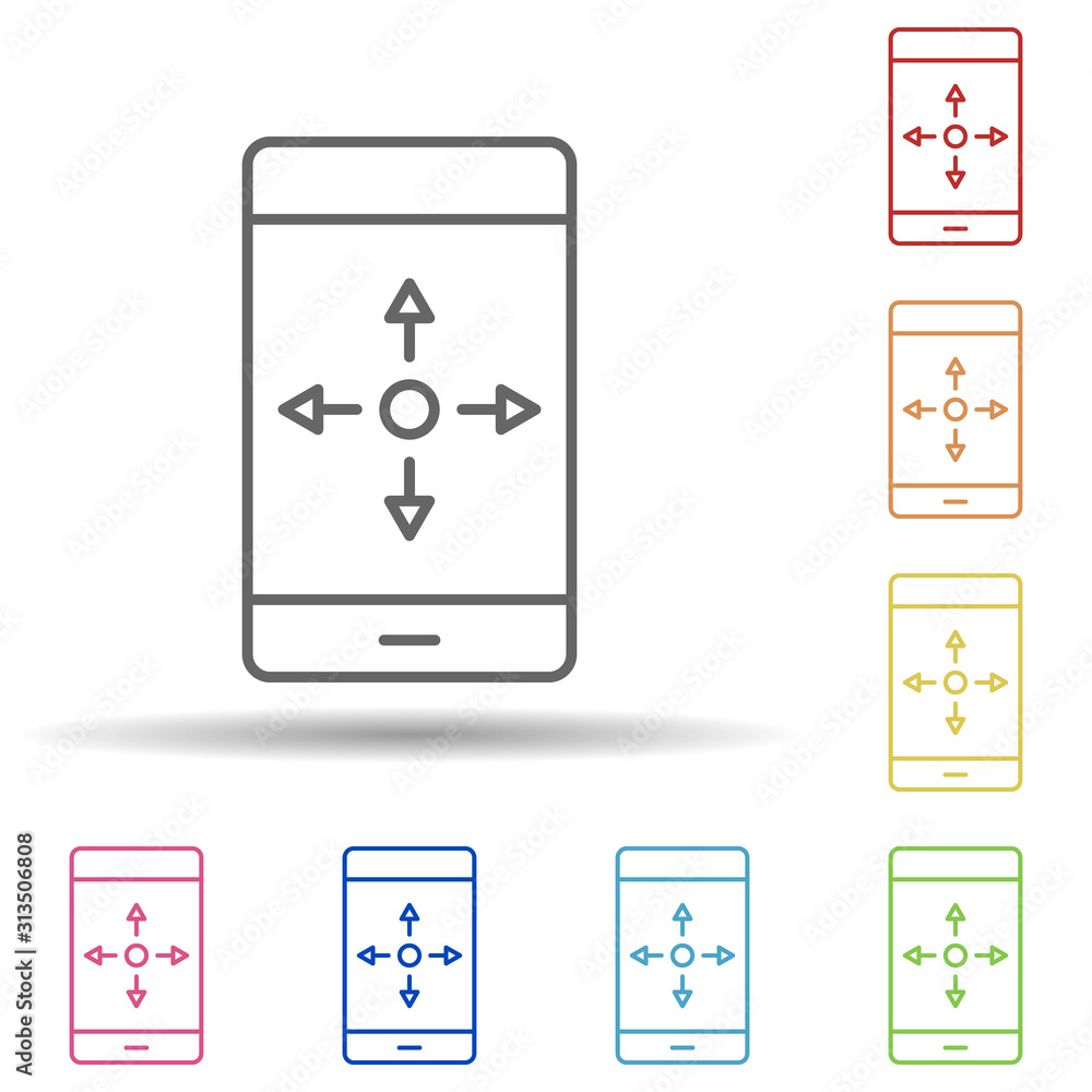 Aufkleber mobile, augmented reality, control in multi color style icon. simple thin line, outline vector of au