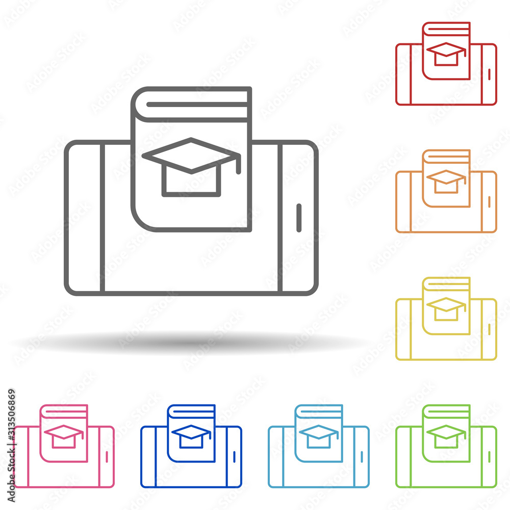 Aufkleber mobile, augmented reality, book in multi color style icon. simple thin line, outline vector of augme