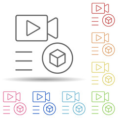 3d, movie, augmented reality, camera in multi color style icon. Simple thin line, outline vector of augmented reality icons for ui and ux, website or mobile application