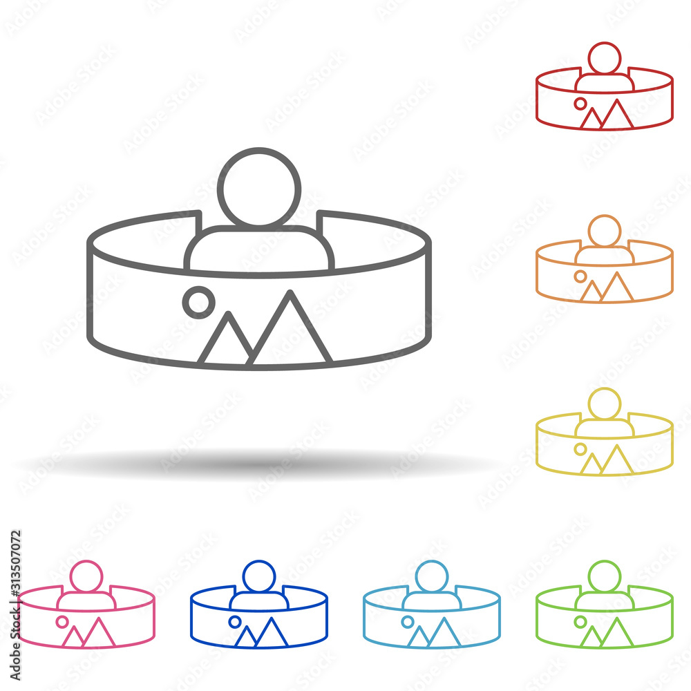 Poster panoramic, augmented reality, man in multi color style icon. simple thin line, outline vector of aug