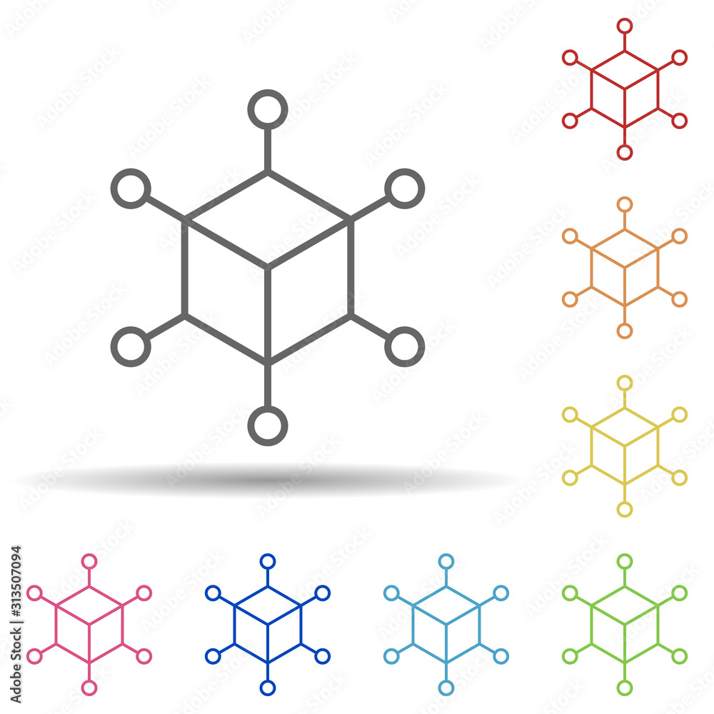 Aufkleber 3d cube, control, points in multi color style icon. simple thin line, outline vector of augmented re