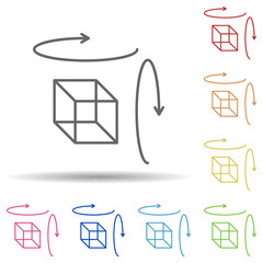 Augmented reality, object, cube, rotation in multi color style icon. Simple thin line, outline vector of augmented reality icons for ui and ux, website or mobile application