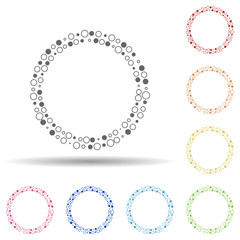 Particle round background, hand drawn in round in multi color style icon. Simple thin line, outline vector of background for text icons for ui and ux, website or mobile application