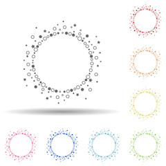 Particle round background, hand drawn in round in multi color style icon. Simple thin line, outline vector of background for text icons for ui and ux, website or mobile application