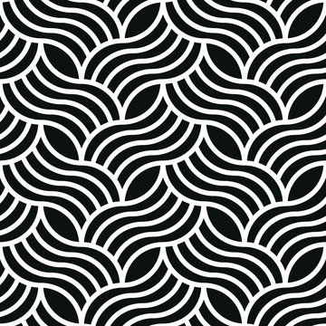 Seamless inverse black and white vintage woven ornate art deco outline pattern vector