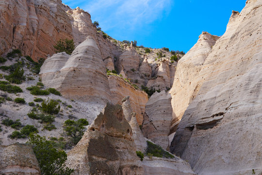 The unusual and beautiful sandstone cones and shapes of Tent Rocks National Monument.