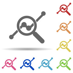 magnifier, statistics, business, search multi color style icon. Simple glyph, flat vector of business icons for ui and ux, website or mobile application