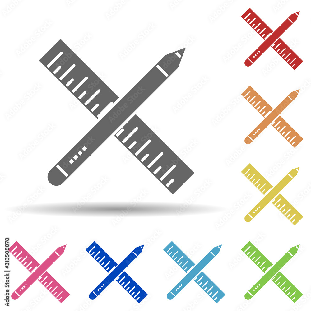 Poster pencil, ruler in multi color style icon. simple glyph, flat vector of business icons for ui and ux, 