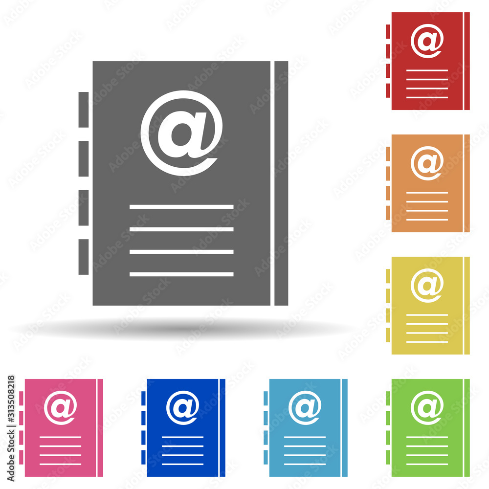 Aufkleber notebook, email, address book in multi color style icon. simple glyph, flat vector of business icons