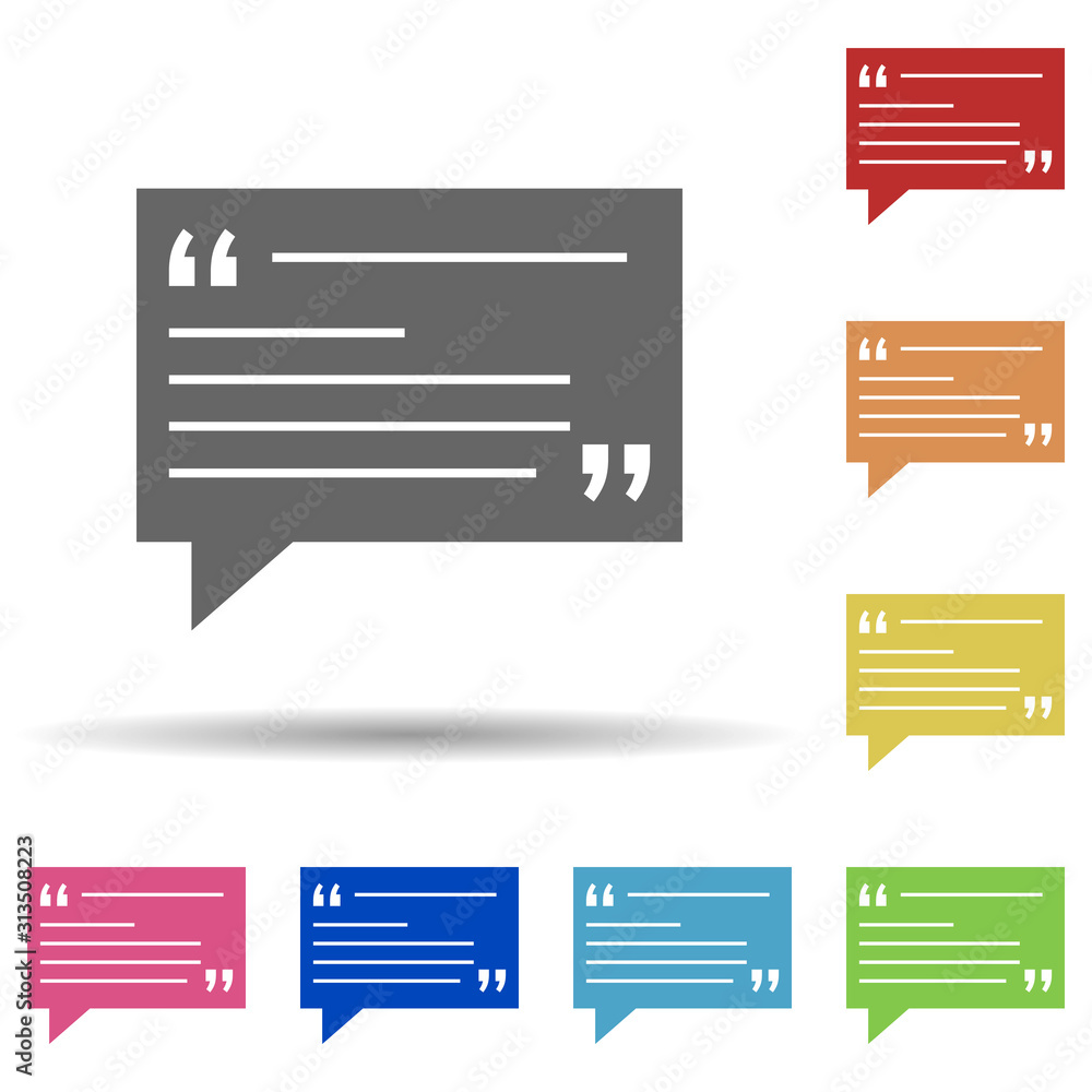 Aufkleber bubble, testimonial in multi color style icon. simple glyph, flat vector of business icons for ui an