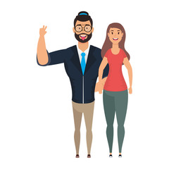 Fototapeta premium young man bearded with woman characters