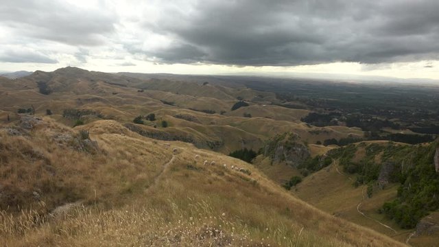 The View from Te Mata Peak Hill in Napier New Zealand on a stormy day 