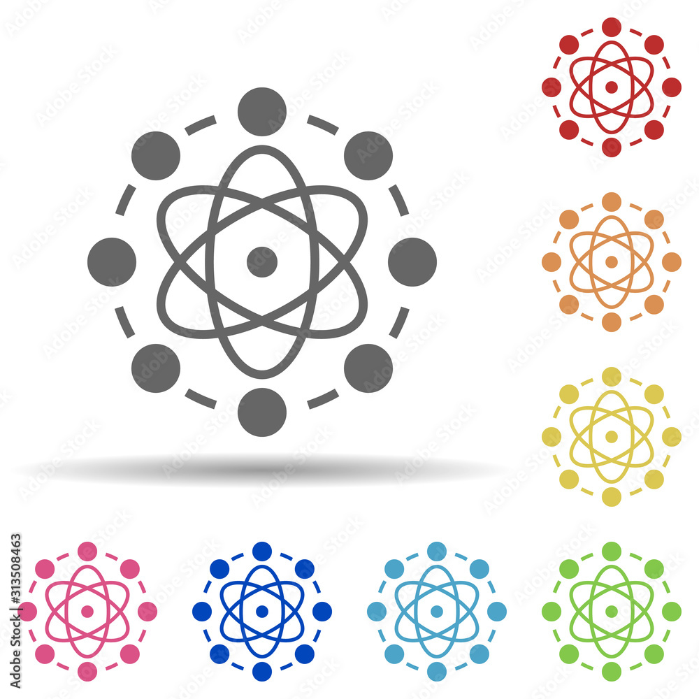 Poster atom, organizational psychology in multi color style icon. simple glyph, flat vector of business ico