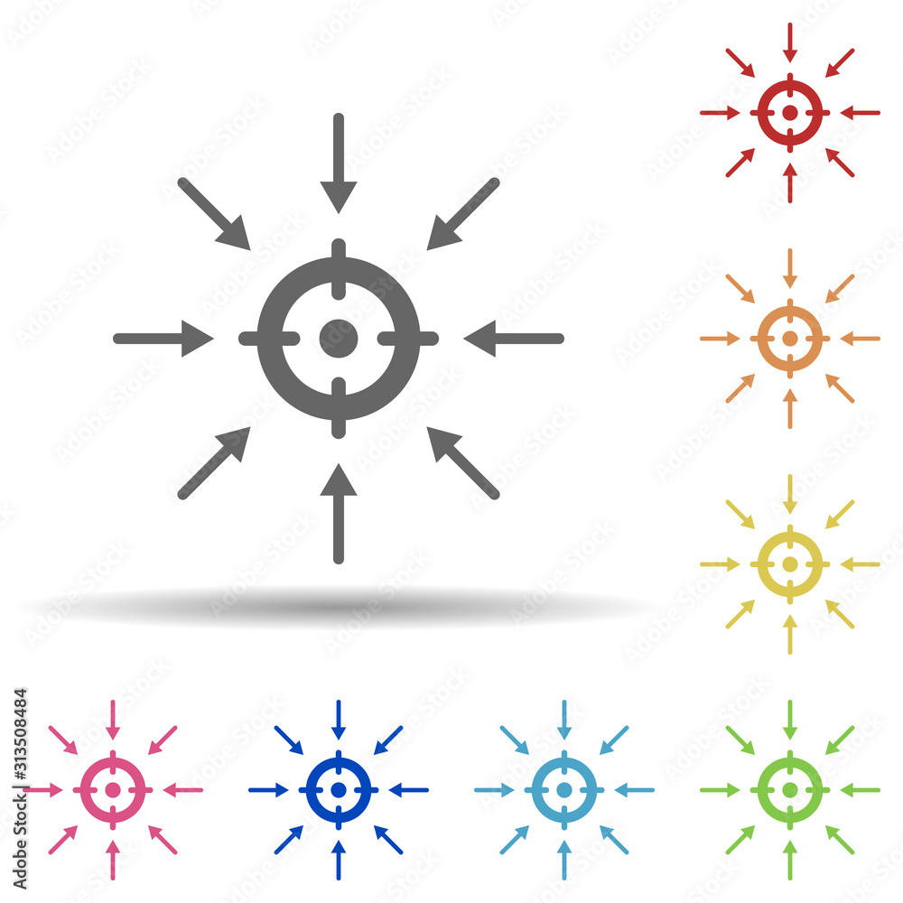 Poster target, arrow, focus in multi color style icon. simple glyph, flat vector of business icons for ui a