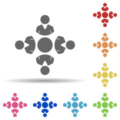 Workers, circle, corporate culture in multi color style icon. Simple glyph, flat vector of business icons for ui and ux, website or mobile application