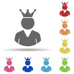 Worker, crown, self affirmation in multi color style icon. Simple glyph, flat vector of business icons for ui and ux, website or mobile application