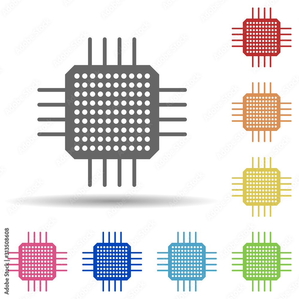 Poster hardware, cpu in multi color style icon. simple glyph, flat vector of business icons for ui and ux, 